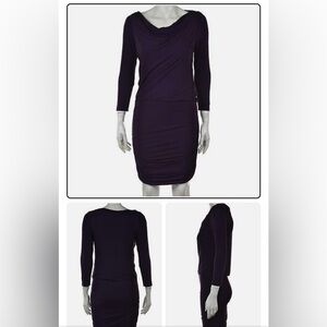 Theory Lavia Ruched Draped Neck Dress